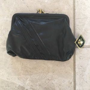 Black Genuine Leather Clasp Bag
